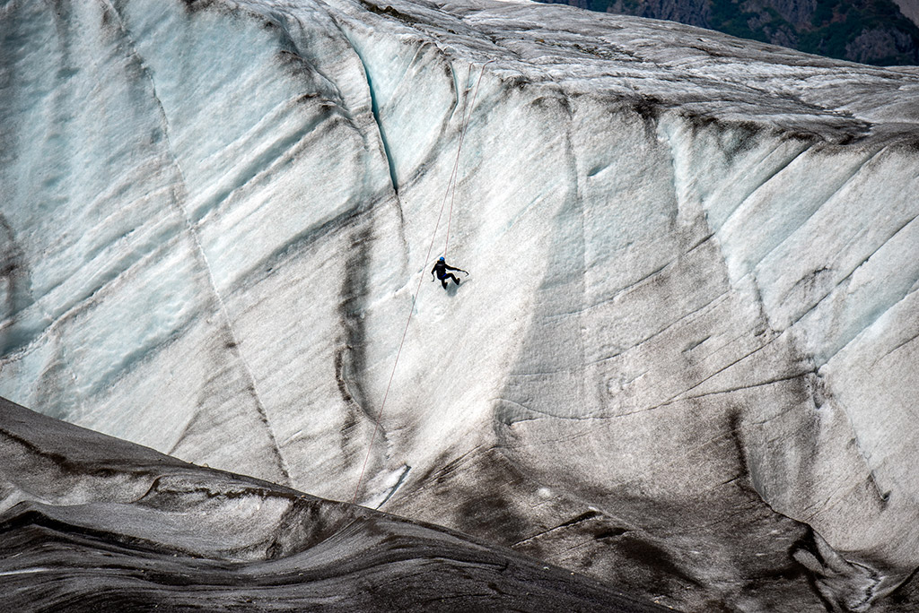 ice climber on root glacier alaska