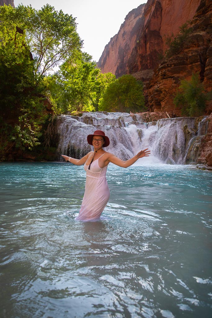 Aga dancing in the Beaver Waterfall Havasupai