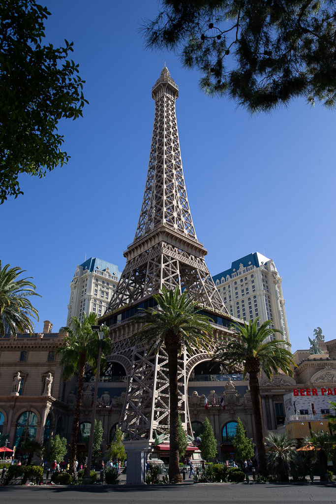 hotel paris las vegas with eifel tower during a sunny day.