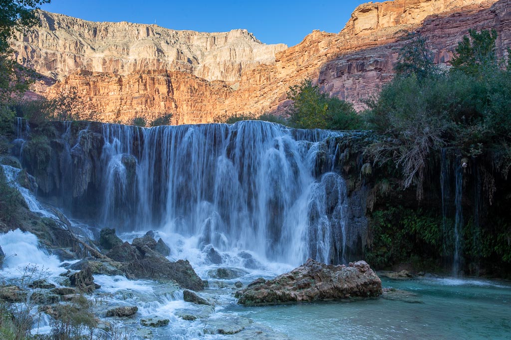 Little Navajo Falls in the morning - Havasu Creek Waterfalls