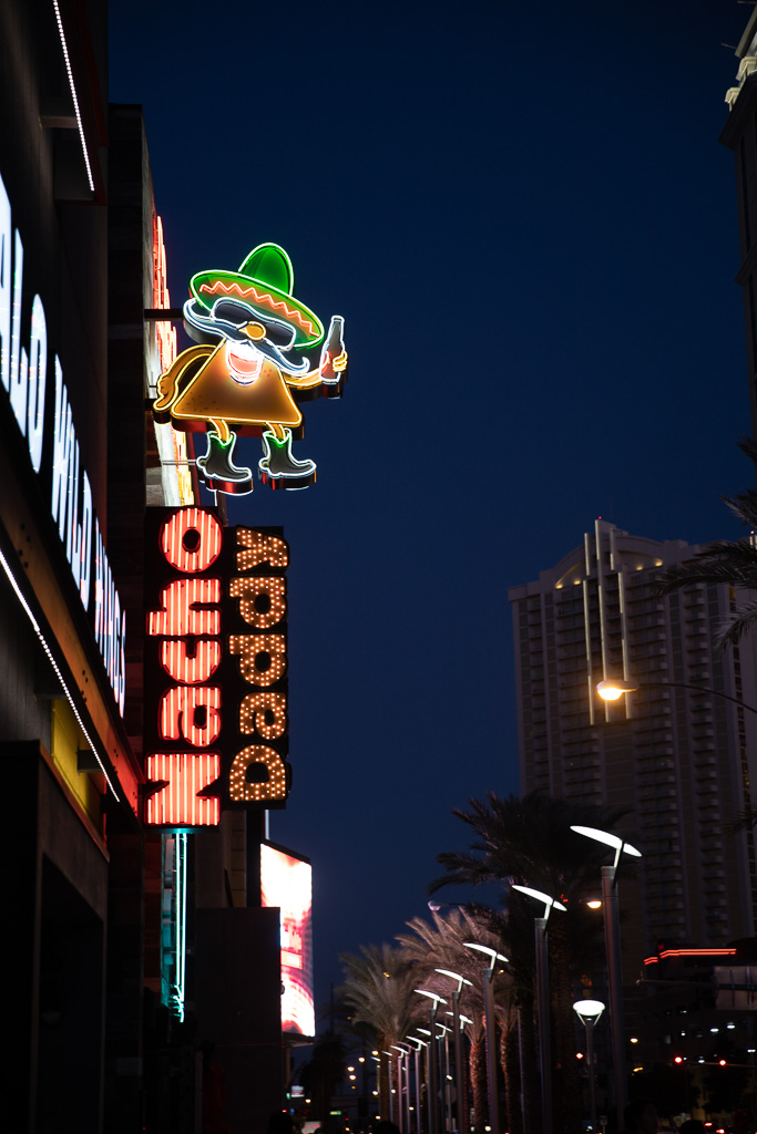 Neons in Vegas by night.