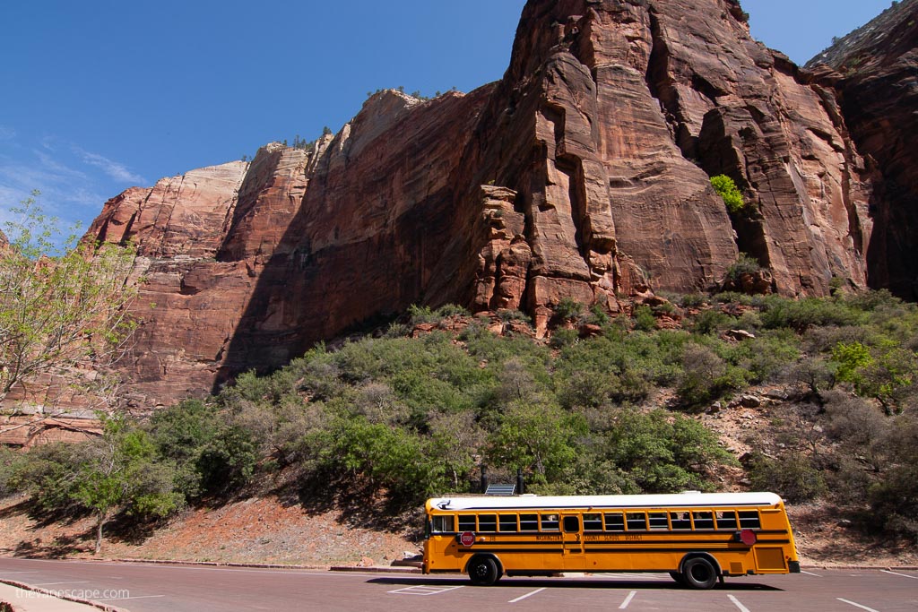 shuttle bus in Zion National Park