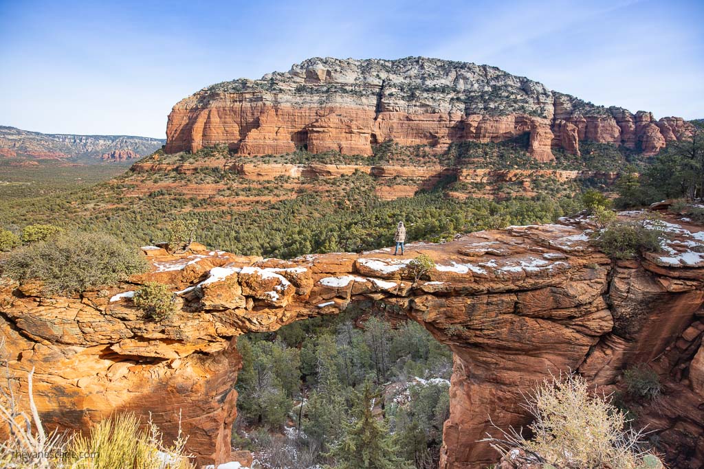 Agnes Stabinska, the author, on Devils Bridge orange rock formation in Sedona.