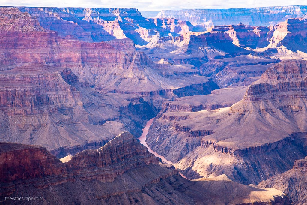 the view of Colorado River from Grand Canyon South Rim.