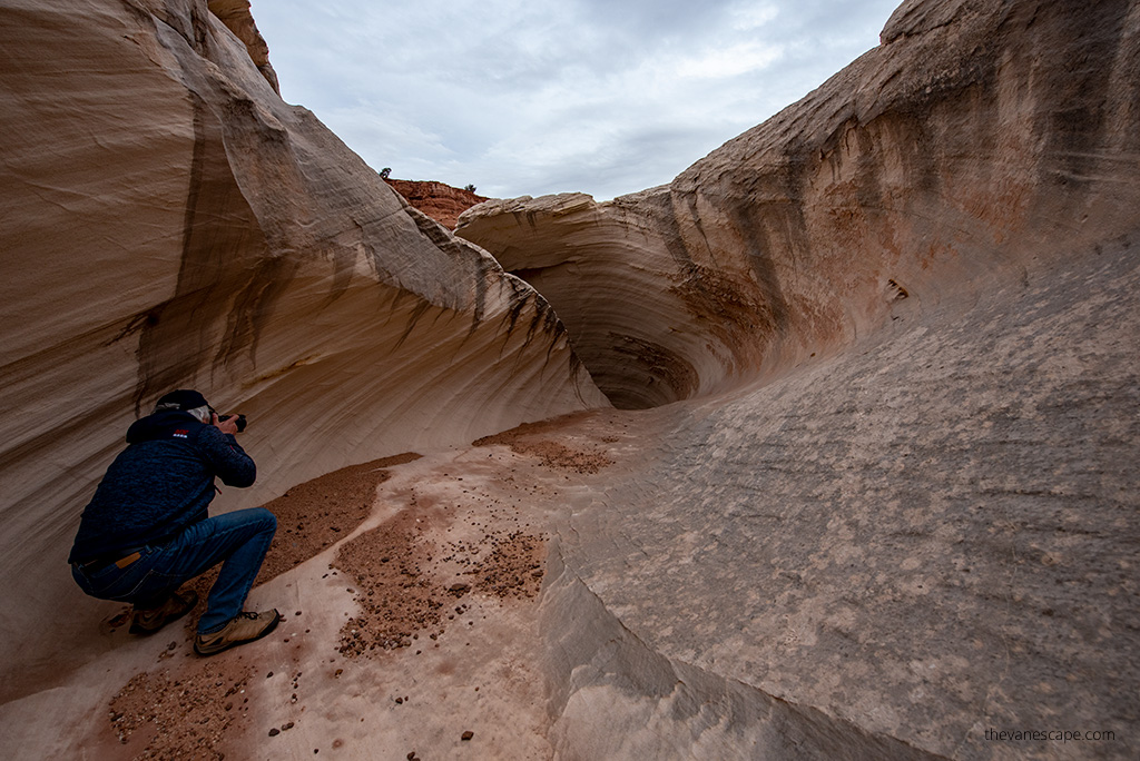 Chris Labanowski, co-founder of the Van Escape blog, is taking pictures of The Nautilus formation.