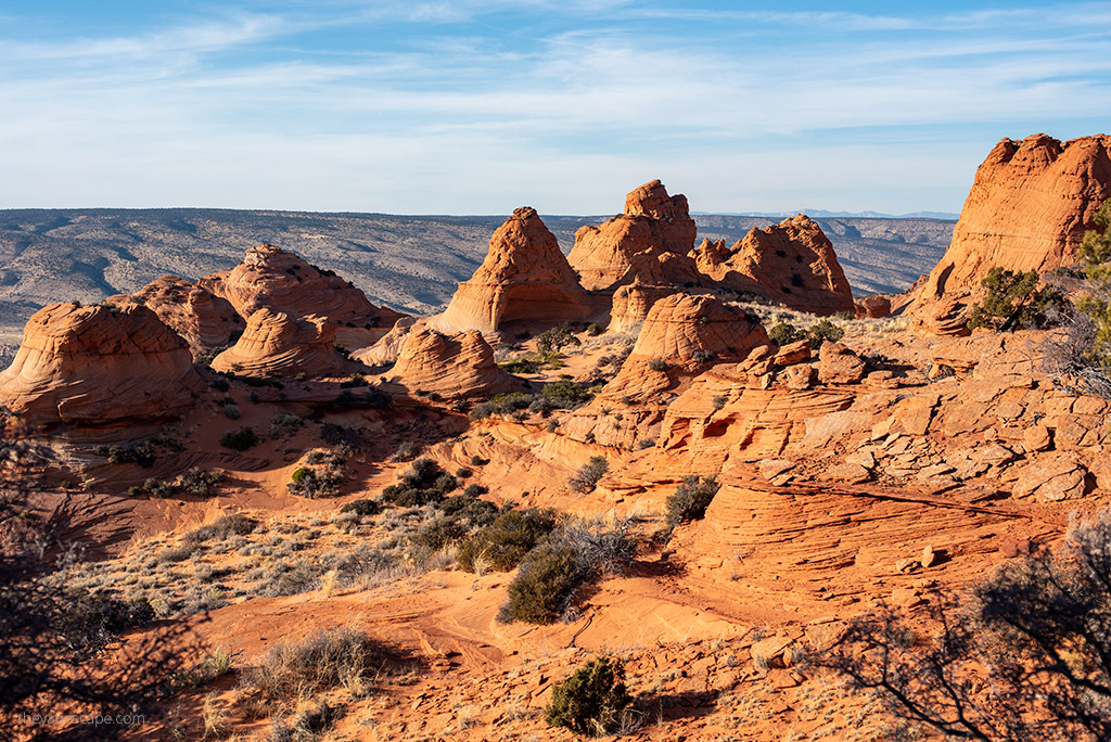 oranges buttes rock formations during Coyote Buttes south hike.