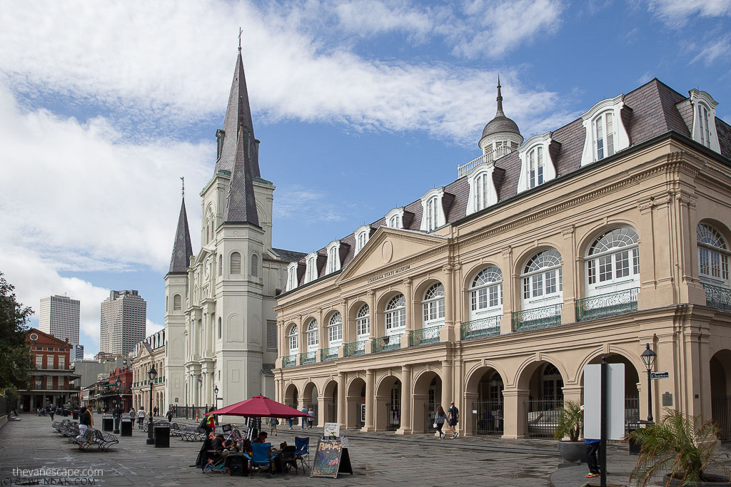 New Orleans 3 Days Itinerary: St Louis Cathedral and Jackson Square - landmarks in the city.