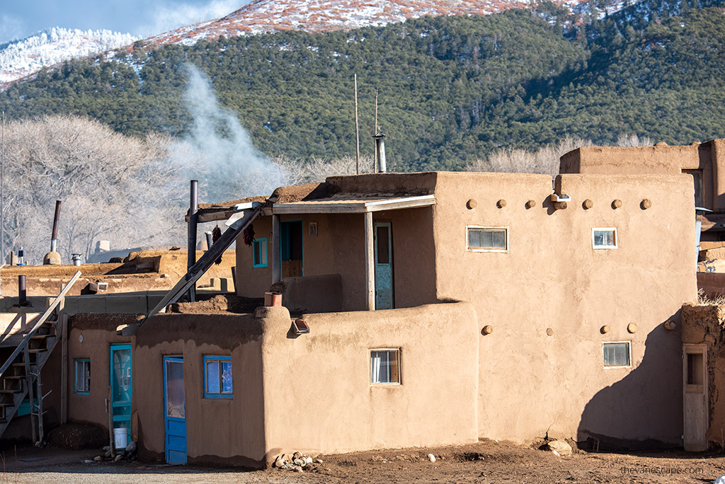 historic buildlings in Taos Pueblo 