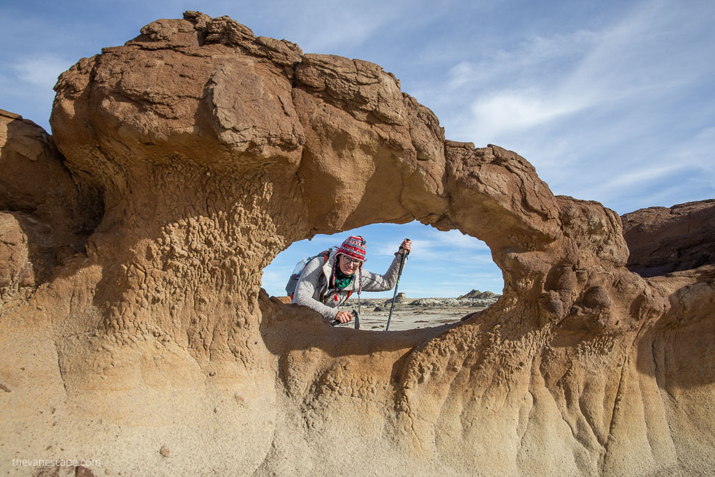 Agnes Stabinska, the author and co-founder of the Van Escape blog is Hiking the Bisti/De-Na-Zin Wilderness in New Mexico.