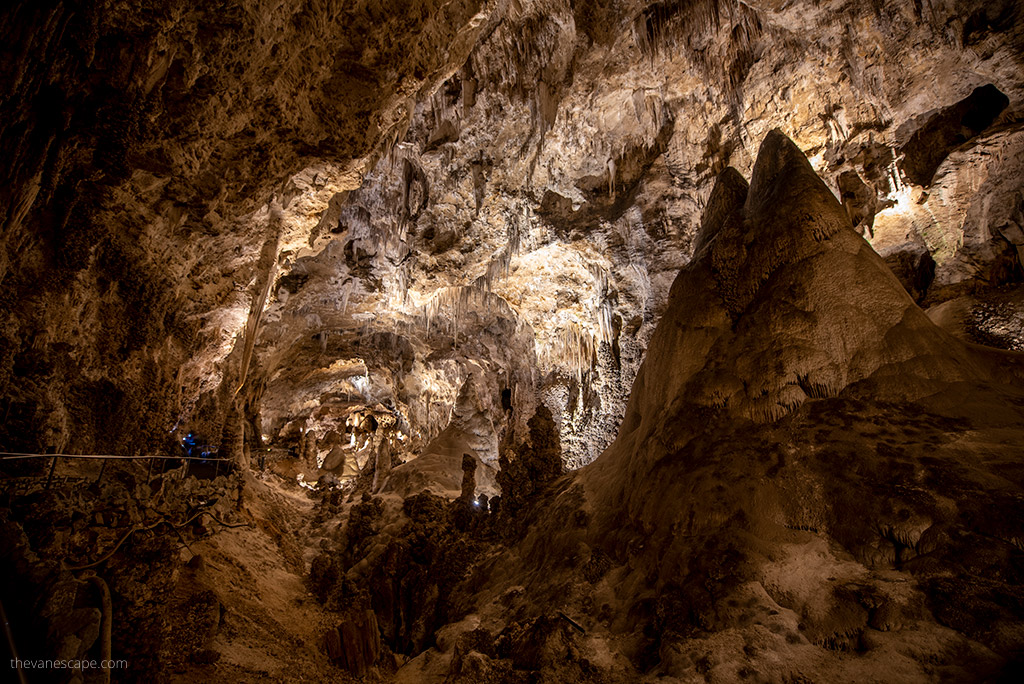 Carlsbad Caverns National Parks: talactites and stalagmites  in the Big Room.