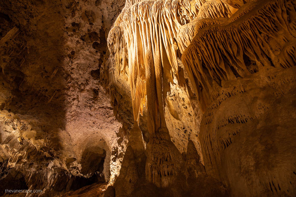 stalactites and stalagmites in Carlsbad Caverns National Park 