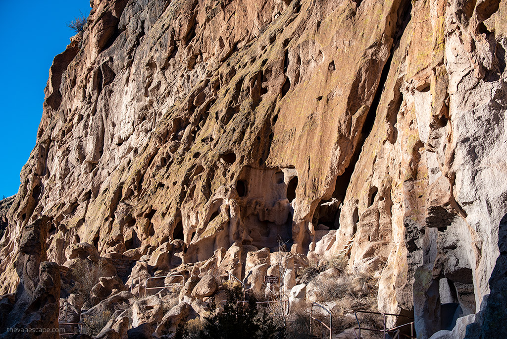 Ancestral Puebloans houses in rocks in Bandelier National Monument