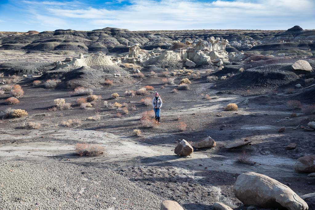 Agnes hiking in Bisti.