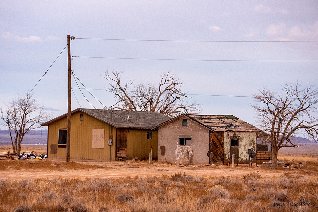 New Mexico landscape - old houses along the US-550 S route.