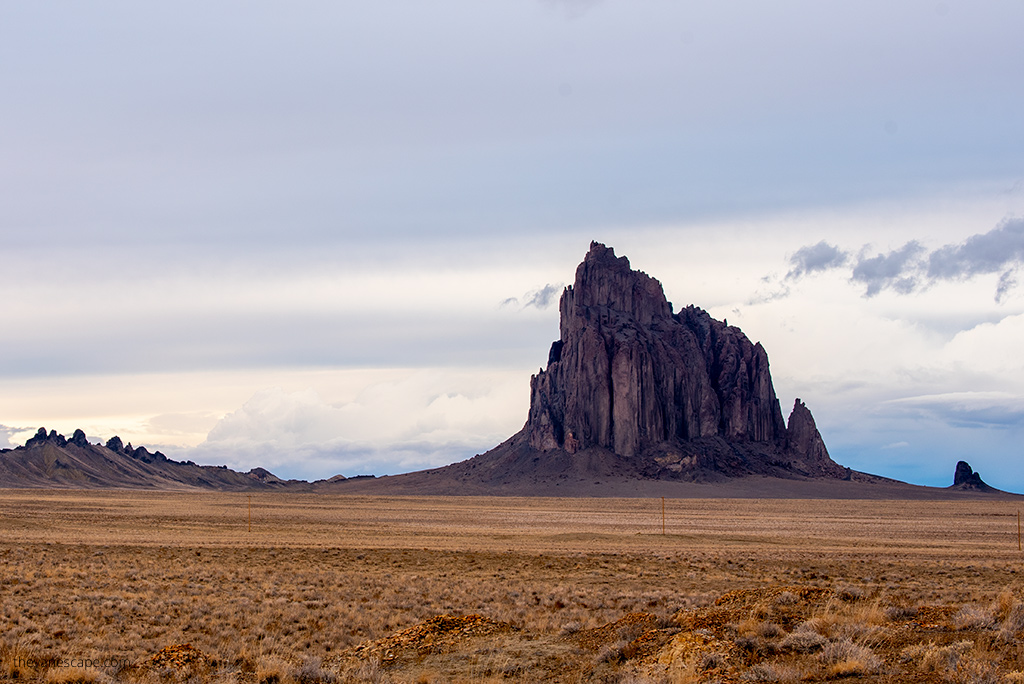 shiprock formation after sunset.