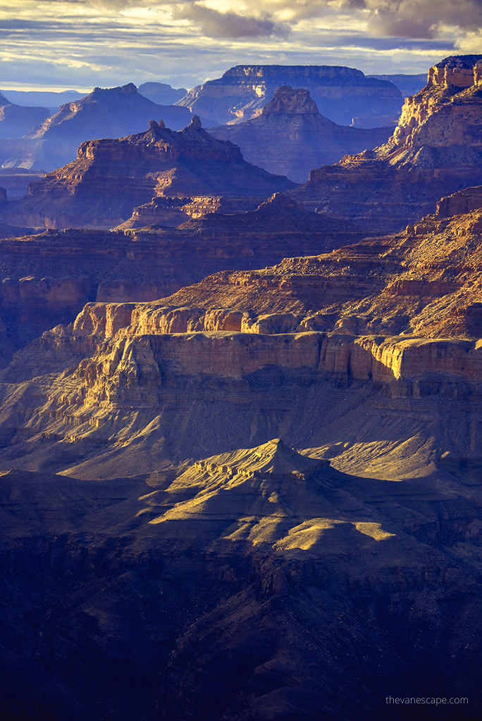 Grand Canyon National Park after sunset,