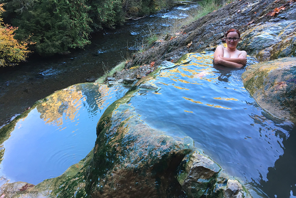 Agnes Stabinska, the author, is soaking in hot pools.