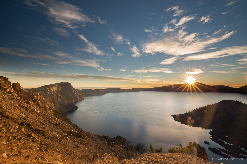 sunrise over the Crater Lake.