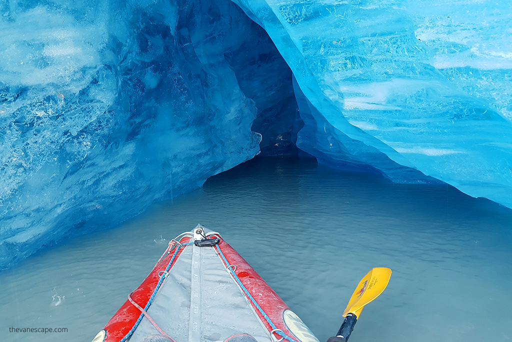 kayak among glaciers.