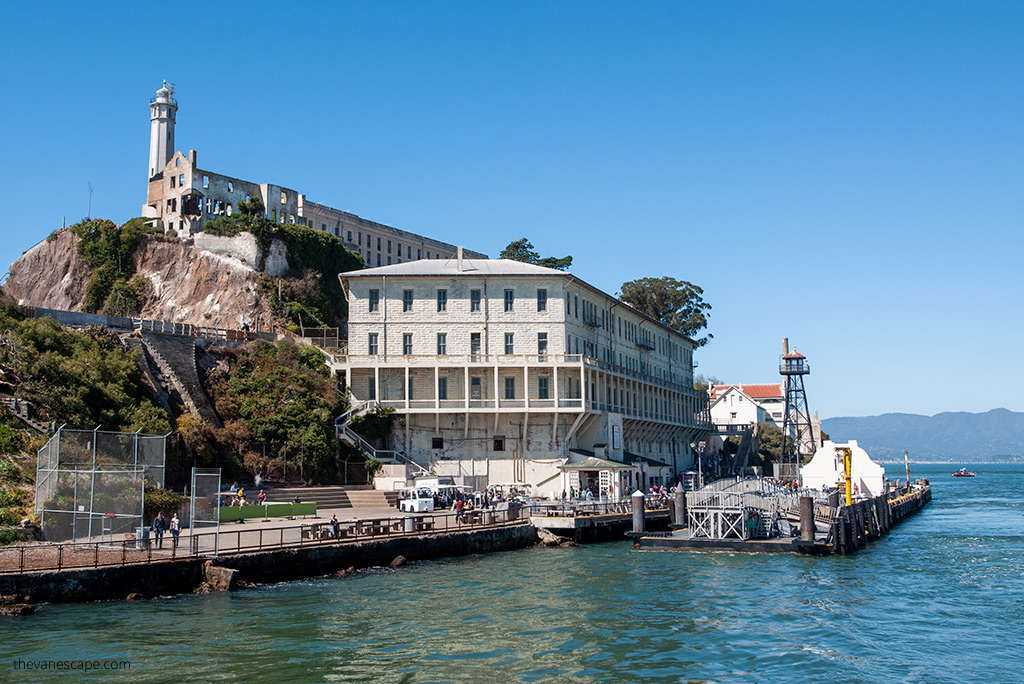 alcatraz island with the main prison buildling.