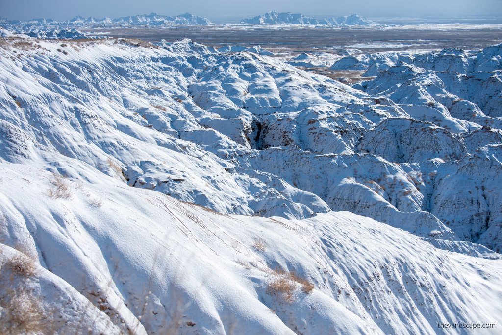 Winter scenery in Badlands.