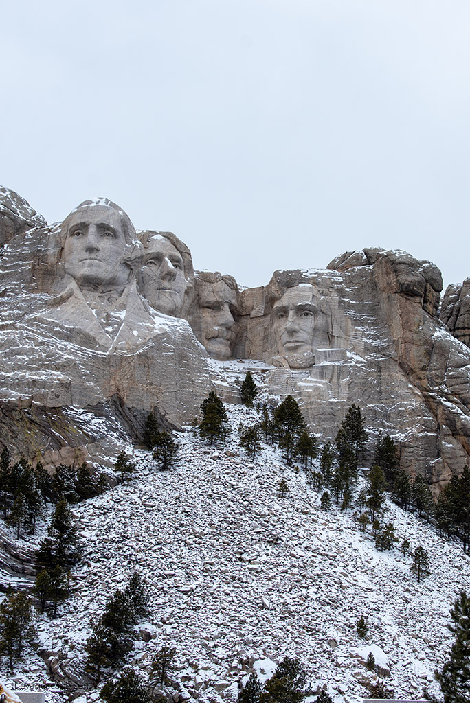 heads of four Presidents carved into the granite.