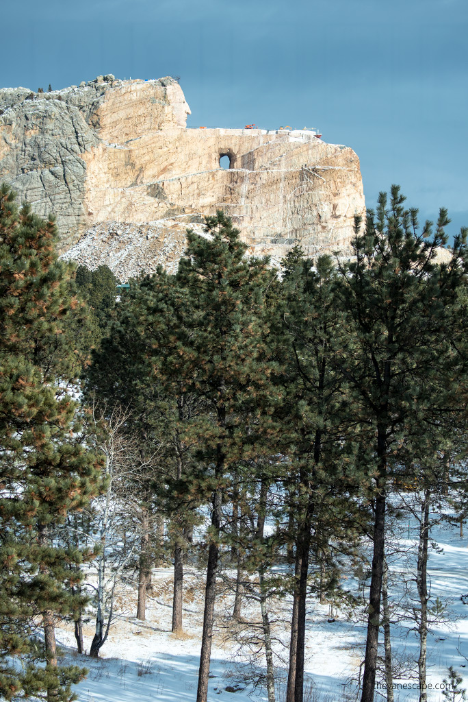 Crazy Horse Memorial in South Dakota view from a distance.