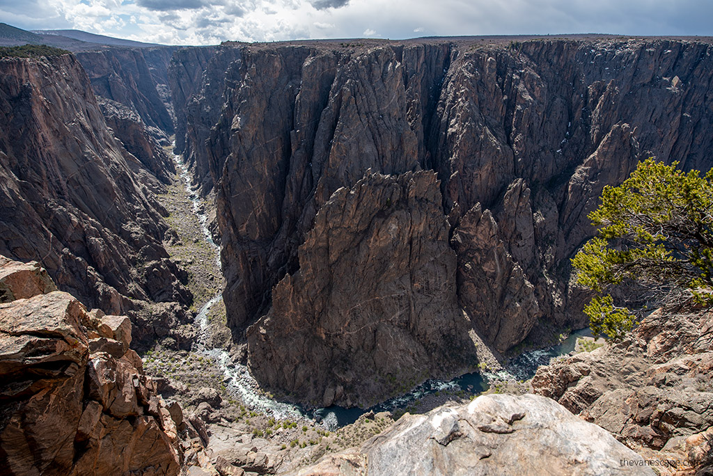 black canyon of the gunnison national park: the view of the river and abyss.