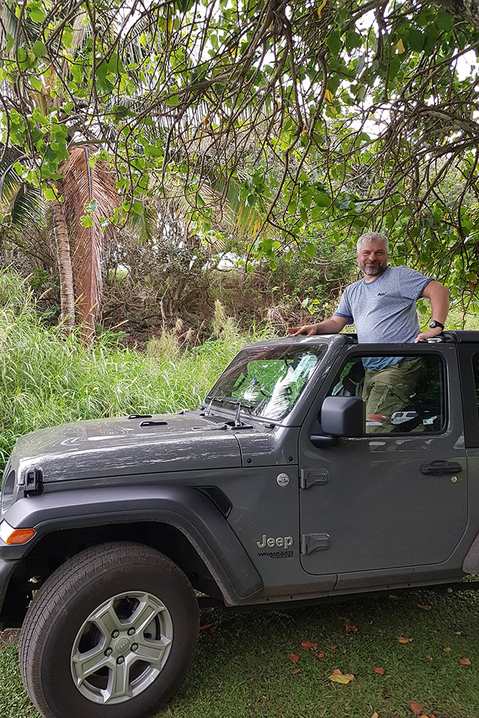 Chris on Maui in our rented jeep wrangler.