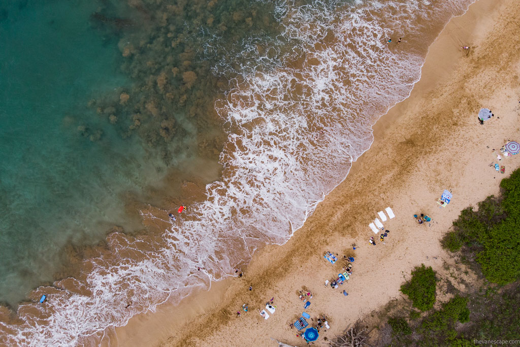 sandy beach on the island - the view taken by dron.