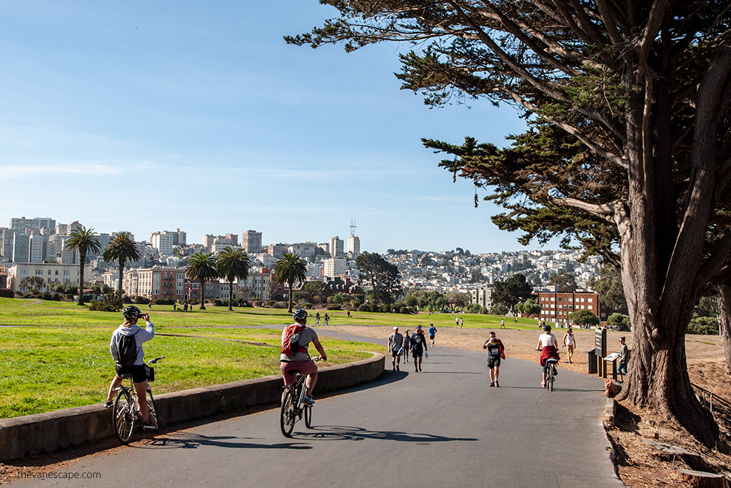 exploring San Francisco on bikes.