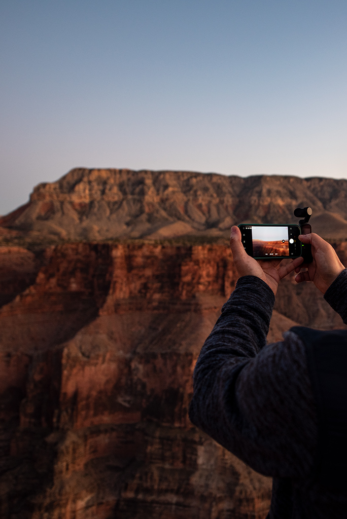 Chris taking pictures after sunset on Toroweap Overlook