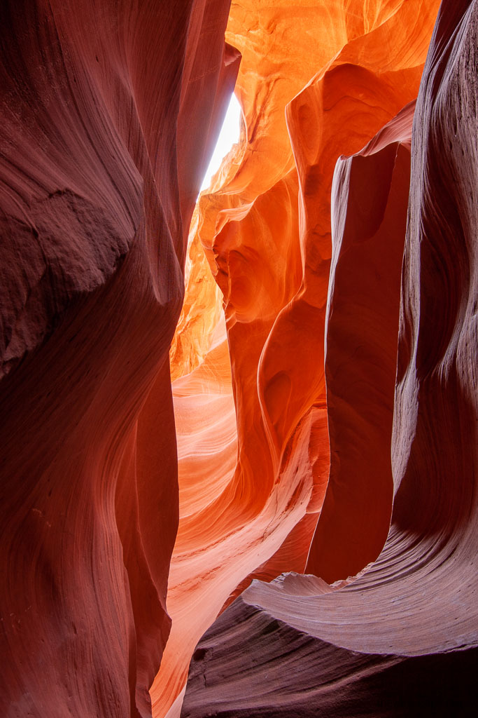 orange walls in slot canyon.