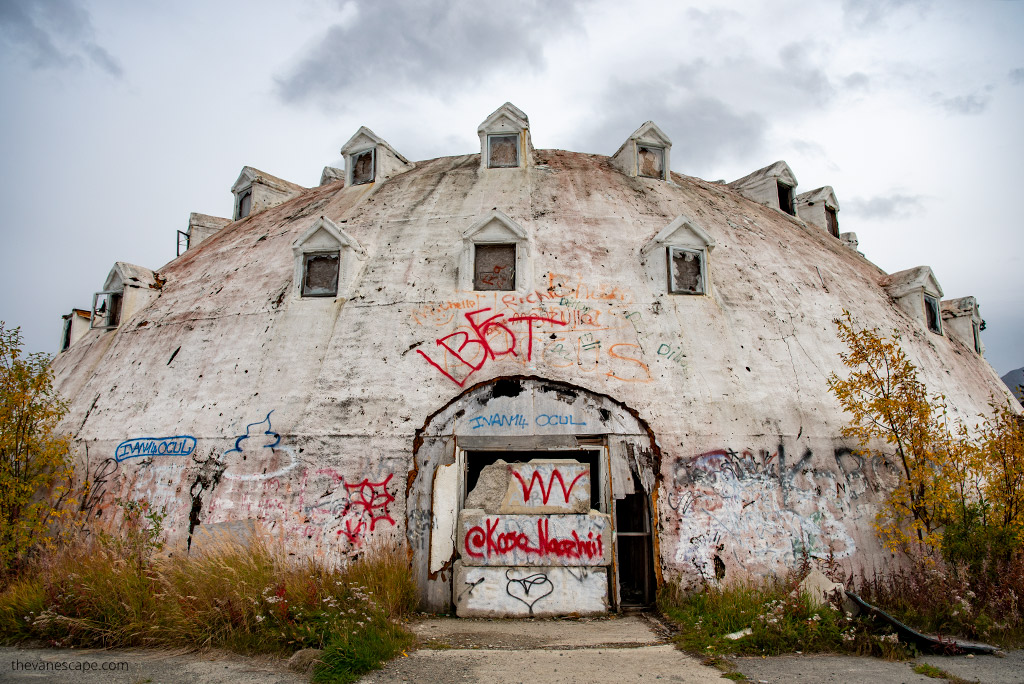 abandoned igloo hotel