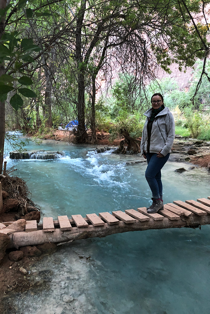 Agnes in flight Jacket in Havasu Falls.