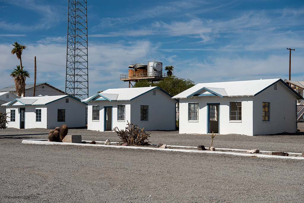 white buildlings of Roy's Motel & Cafe