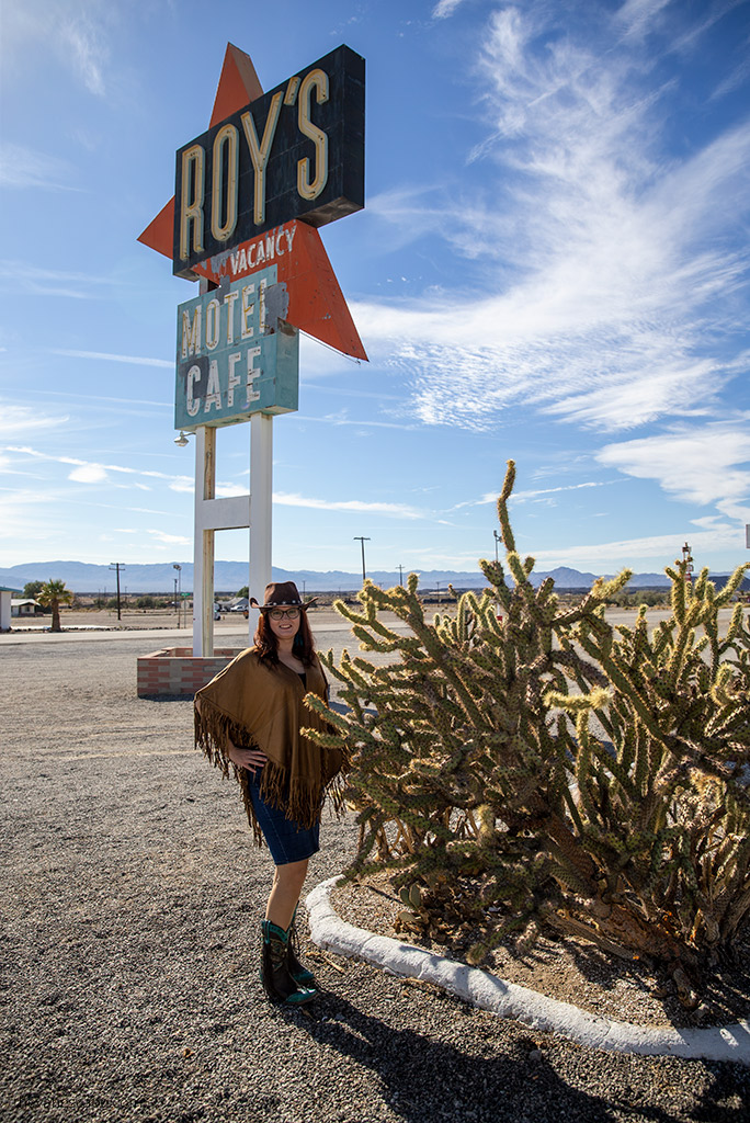 Agnes Stabinska, the author, in Roy's Motel & Cafe in Amboy