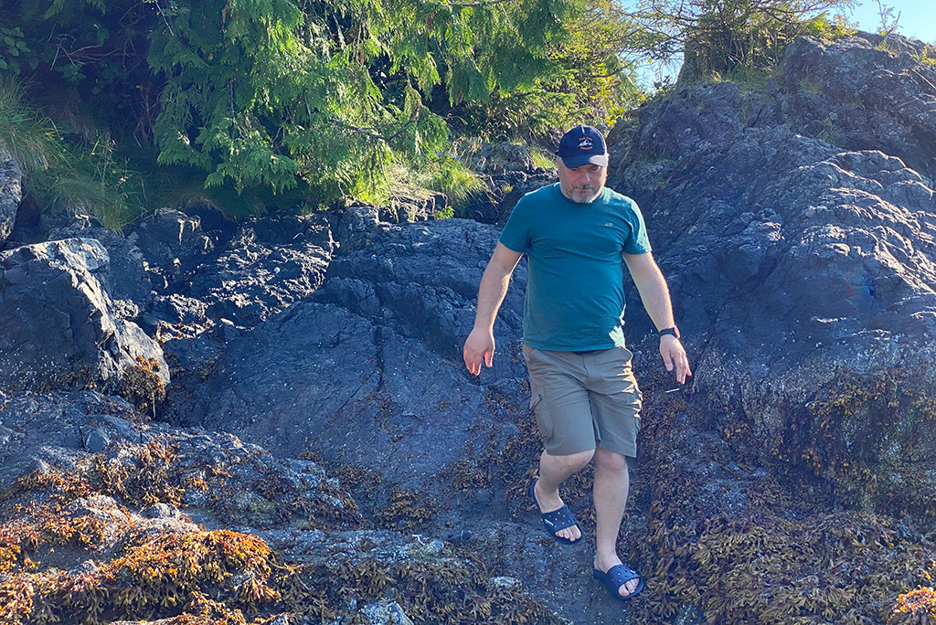 Chris hiking in KUHL AMBUSH Cargo Shorts in Canada.