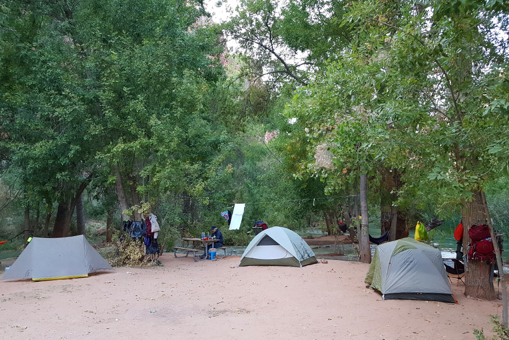 tents in the campground at Havasu Falls.