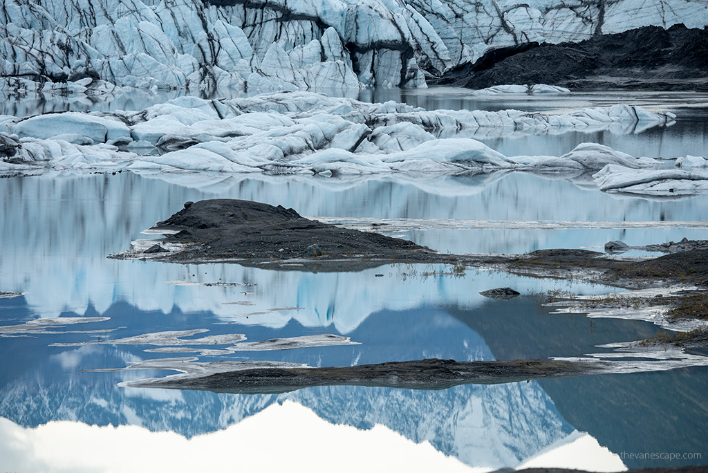 alaska glacier reflections in water