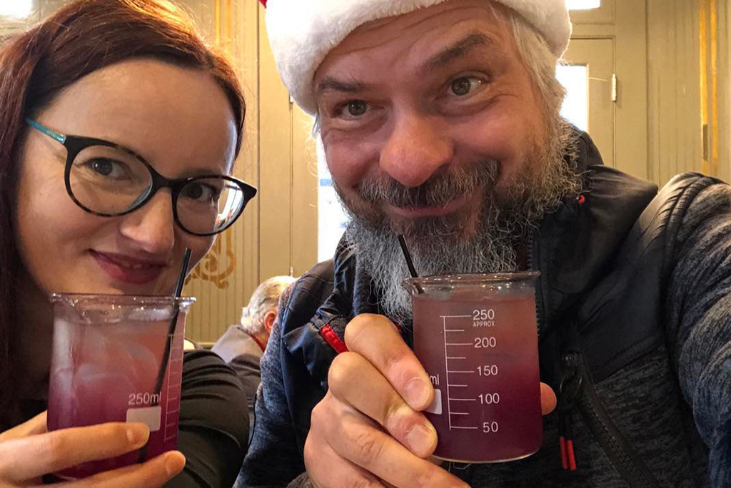 Agnes Stabinska, the author and Chris Labanowski, owners of the Van Escape blog, during Christmas in New Orleans.