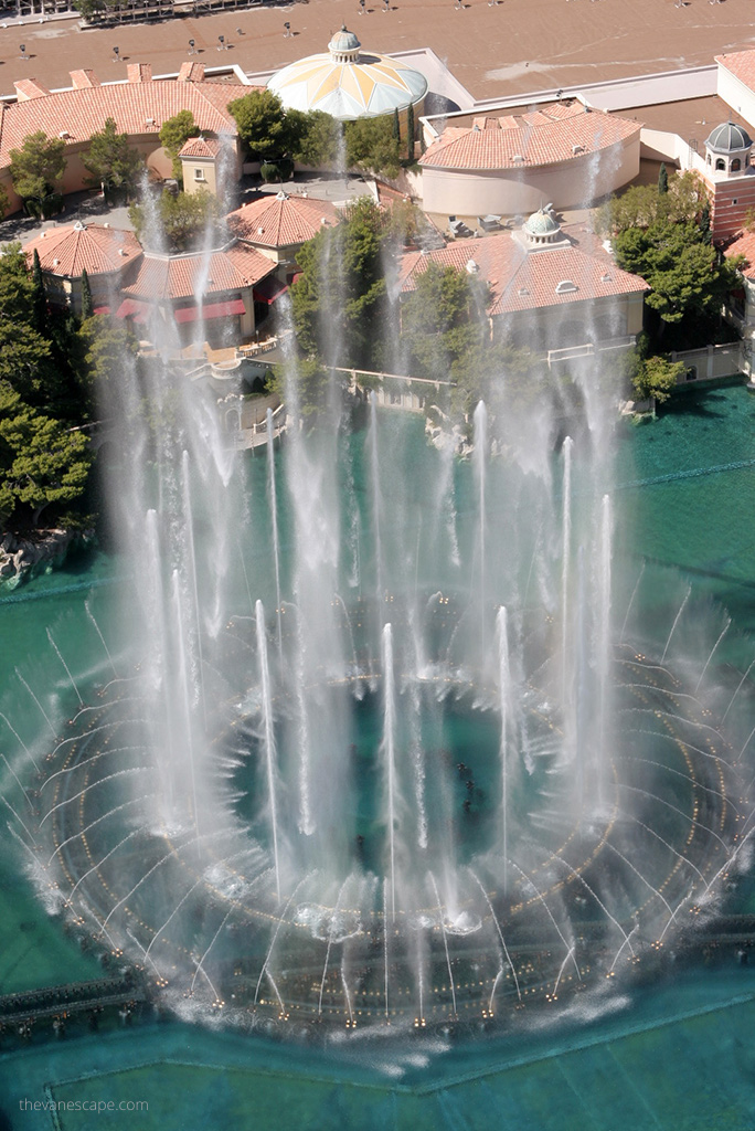 stunning fountains view from Eiffel Tower Viewing Deck.