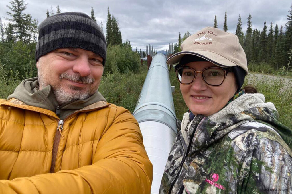 Agnes and Chris on hiking trails in Coldfoot Alaska