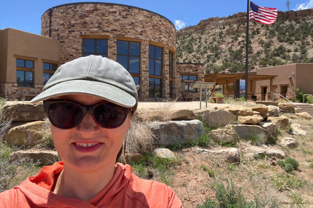 Agnes visiting the Escalante Interagency Visitor Center.