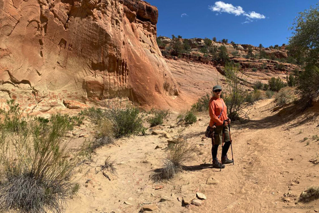 Agnes hiking Zebra Slot Canyon in Utah