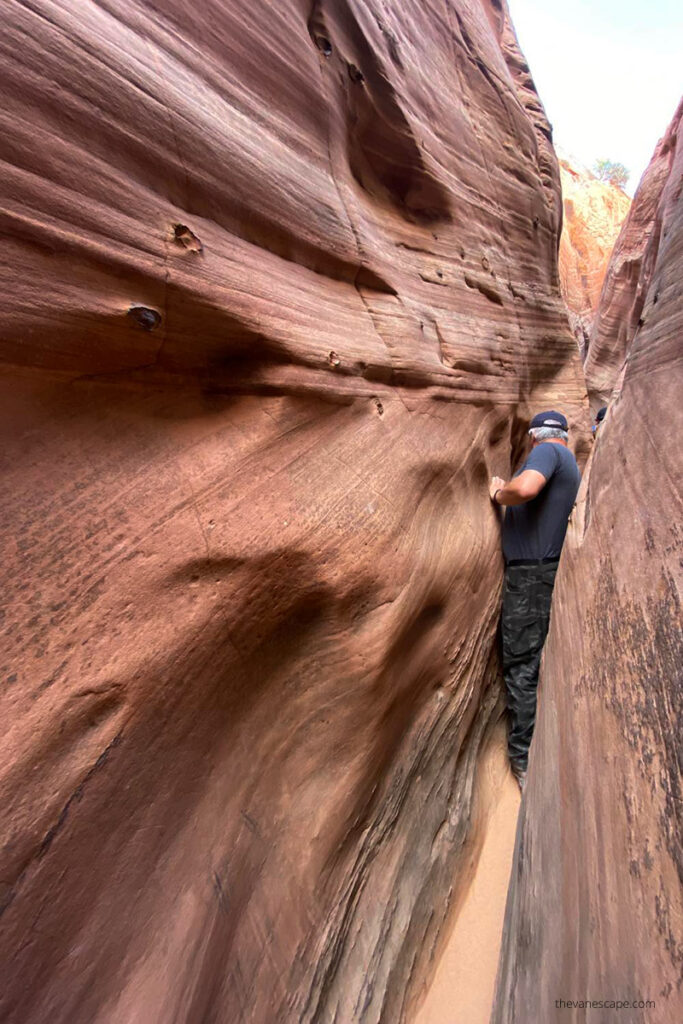 Chris Labanowski is hiking in Zebra Slot Canyon near Escalante.