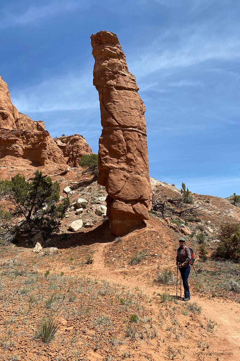 Agnes Stabinska, the author and co-owner of the Van Escape blog is hiking in Kodachrome Basin State Park.