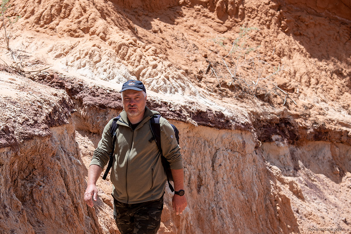 Chris Labanowski, co-owner of the Van Escape blog, is hiking in Kodachrome Basin State Park.