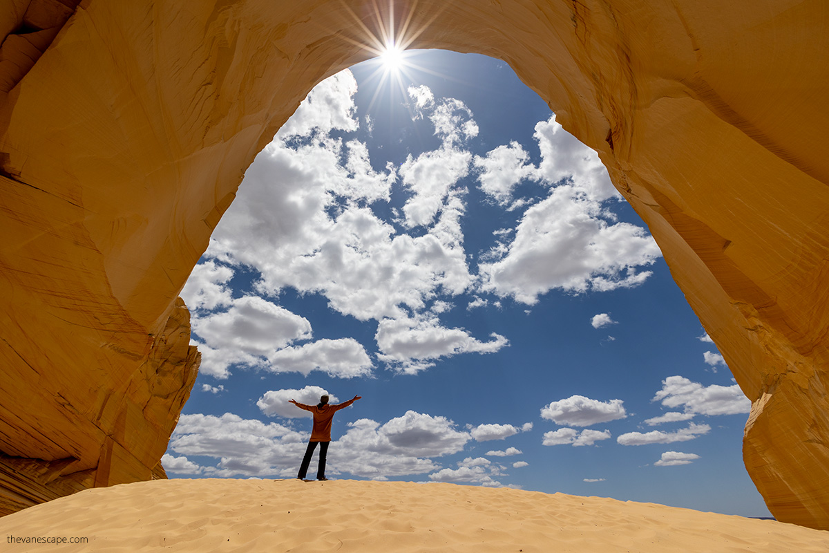 Agnes Stabinska, the author, in Great Chamber Kanab at Cutler Point