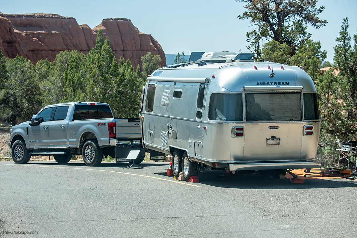 silver airstream at Kodachrome Basin Campground. 